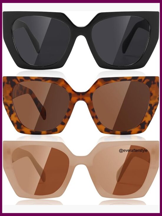 Polarized Square Cat Eye Sunglasses UV400 Protection Plastic Frame